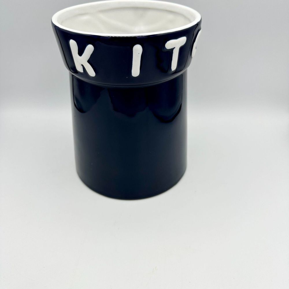 Home Essentials & Beyond Kitchen Utensil Jar Holder Canister Organizer Navy Blue